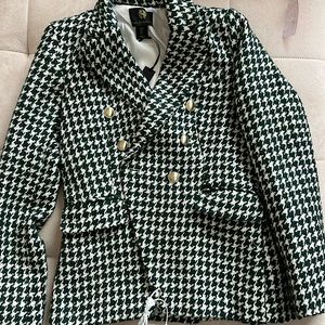 House of Harlow houndstooth tweed blazer metallic fabric Small